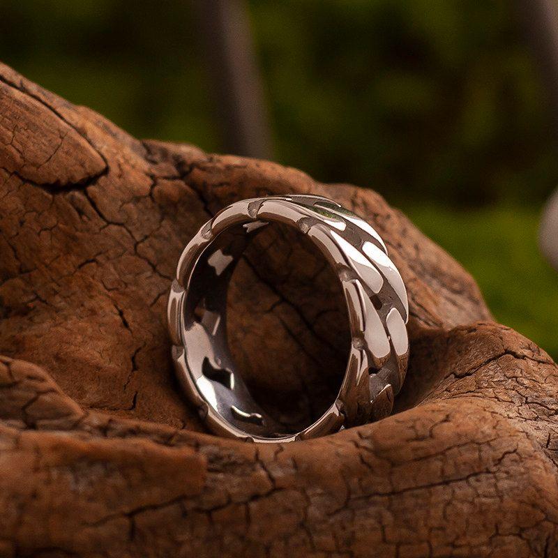 

Night Works Closely Connected Fashion 7mm Slightly Narrow Chain-Shaped Basic Ring Male and Female Large Size Easiest for Match Precision and Tight Connection Us Size 7