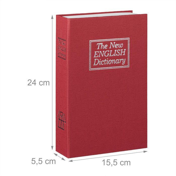 Relaxdays Faux Livre Coffre Fort Comme Livre De Poche-fermable À Clé 15, 5 X 5 Cm Rouge - 1002079947