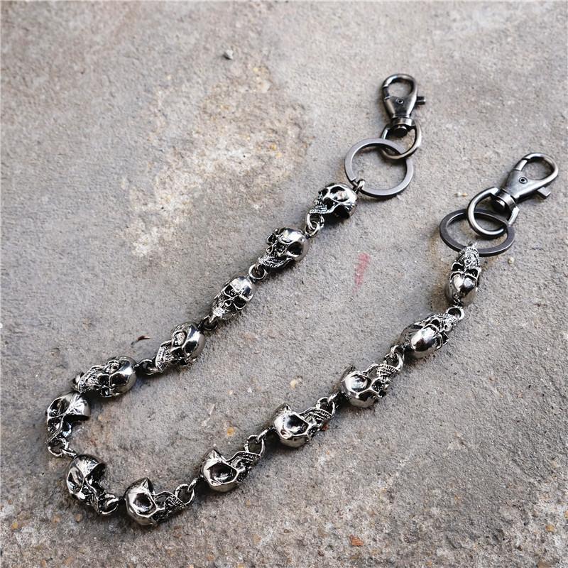 Men's Motorcyle KeyChain Jean Biker Wallet Belts Chain Skull Charm Gothic Rock Skull Pants Trousers Waist Key Men's  BL48