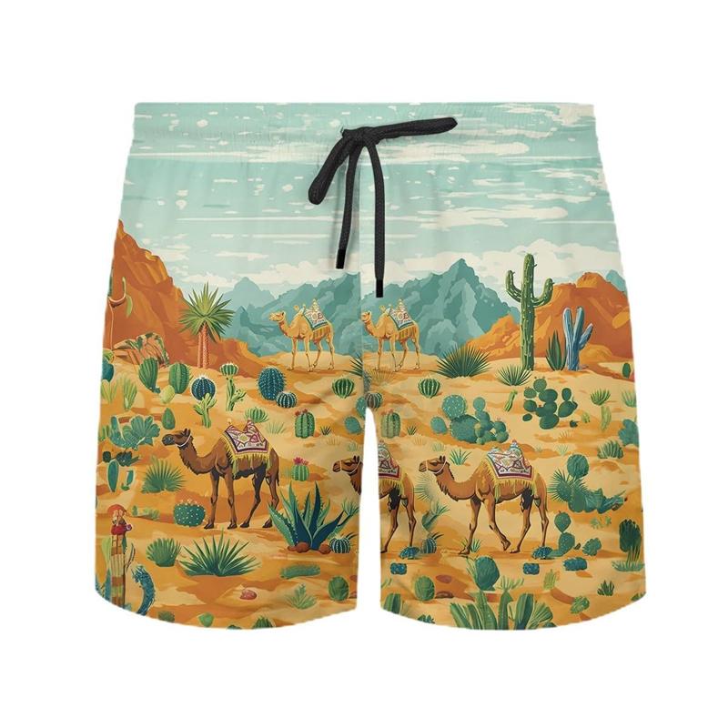 Funny Camel Pattern Hawaiian Beach Shorts Men Cool Cute 3d Printing Animal Swimming Trunks Oversized Summer Street Short Pants
