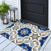 Elegant Blue Geometric Pattern Doormat for Home Decor Entrance Mat Stylish Welcome Floor Rug 40x60cm