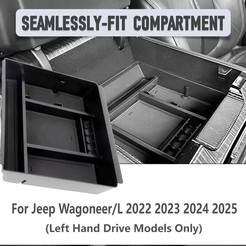 Center Console Organizer With Mat For Jeep Wagoneer/L   2024 2025 Car Center Console Storage Armrest Storage Box