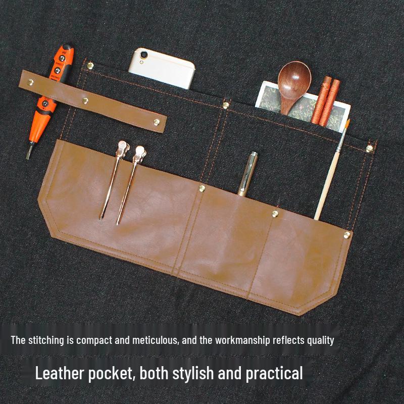 Custom Logo Barber Denim Apron for Hairdressers, Stylists, Artists, and Students
