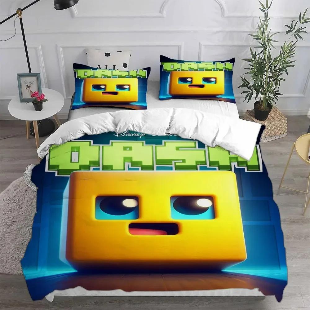 Geometry Dash Beding Sets Warm Comforter Quilt Bed Cover Soft Duvet Cover Pilow Case Sets Children Kids Adult People Sized Dimensions