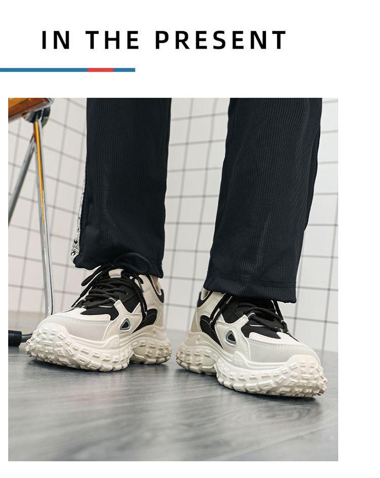 New Hong Kong Style Breathable Men's Fashion Sports Shoes: Thick-Soled, Non-Slip, Wear-Resistant Dad Sneakers