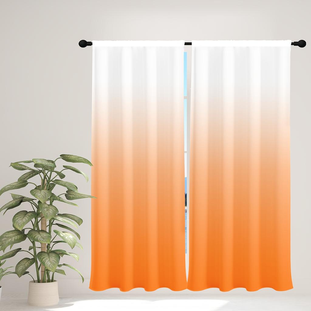 2pcs Gradient Color Simple Style Rod Pocket Curtain, Window Treatment For Living Room Bedroom Dorm Room Decor Home Decor