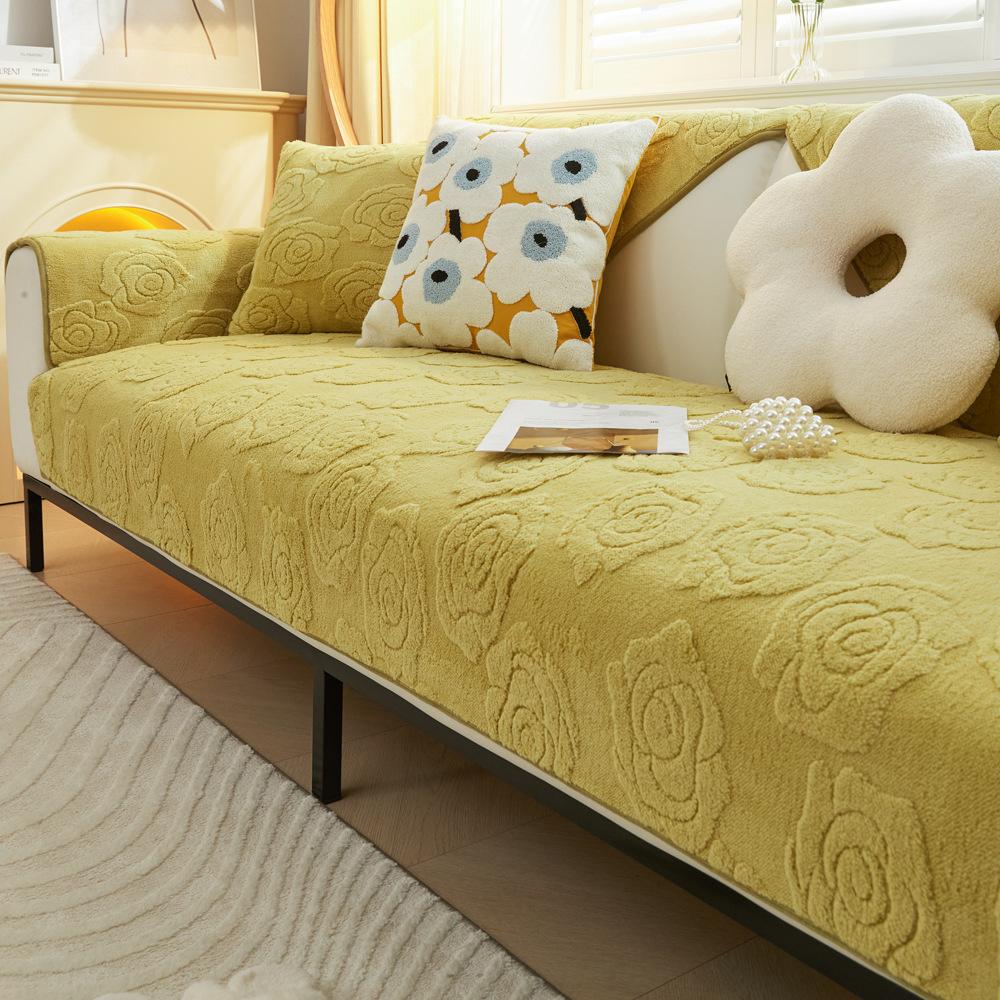 Velvet Sofa Cushion Winter Thickened Cushion Simple Modern Non-Slip Leather Sofa Cover Cover Cloth
