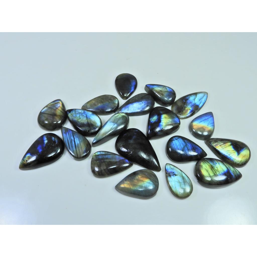 334Cts.Natural Labradorite Multi Fire Pear Cabochon Loose Gemstone 19Pcs Lot LL-991