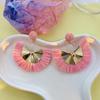 Bohemian Fan-shaped Tassel Earrings: Retro Handmade Raffia Studs for Women