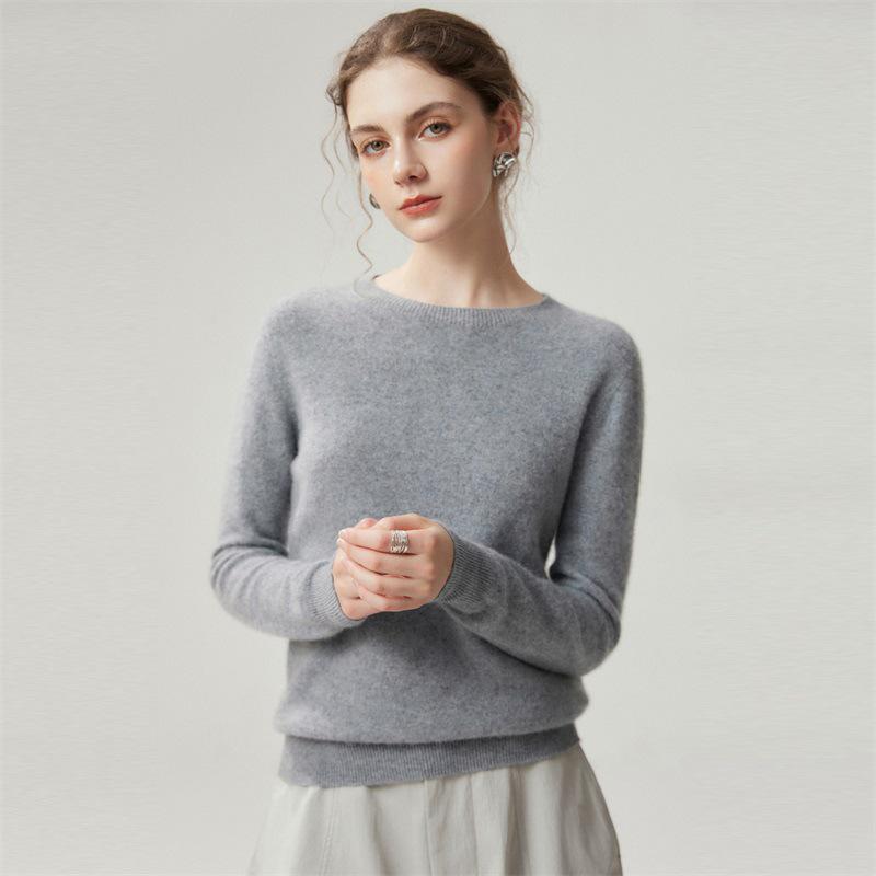 Women's Autumn/Winter Round Neck Pure Cashmere Knit Sweater