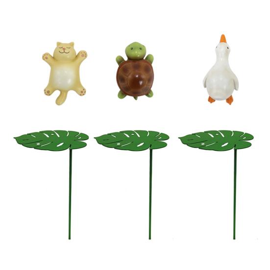 

3 шт. фигурка садового животного из смолы котенок утка черепаха на листе наружный декор