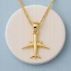 Gold Necklace With Airplane Hanging Plane Travel Silver 925