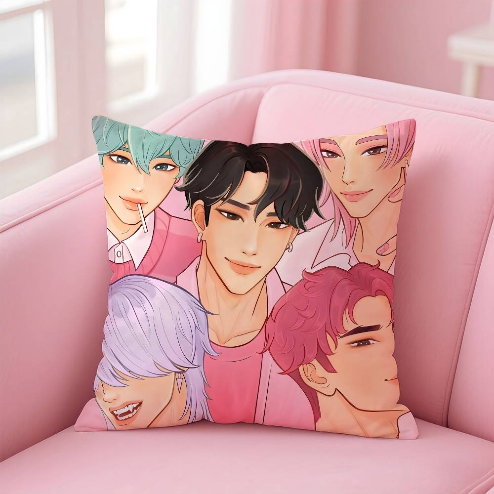 Hot KPop S-Saja Boys Pillow Case Comfort Sofa Bed Silky elegant Invisible zipper Custom Decorative cushion cover