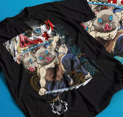 Inosuke T-shirt Demon Killer Kimetsu No Yaiba Anime Manga Summer New Men's and Women's Streetwear
