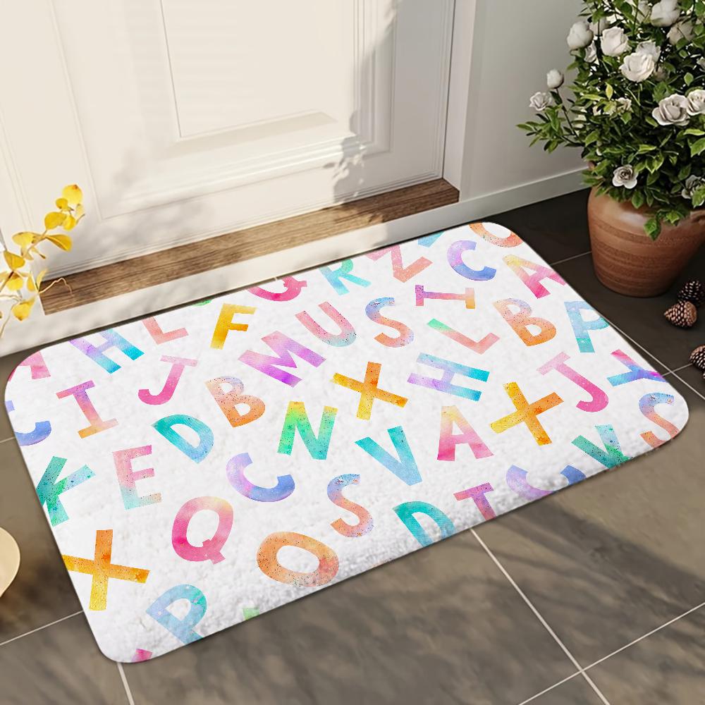 1pc Letter Bathroom Absorbent Mats Anti-Slip Mats Home Decor Supplies Carpets Home Kitchen Floor Mats