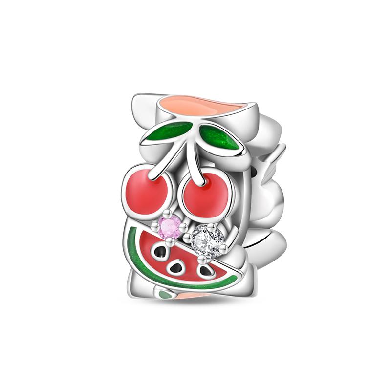 New 925 Silver Color Strawberry Cherry Fruit Series Charms Beads Fit 3mm 925 Original Bracelets DIY Birthday Jewelry Gifts