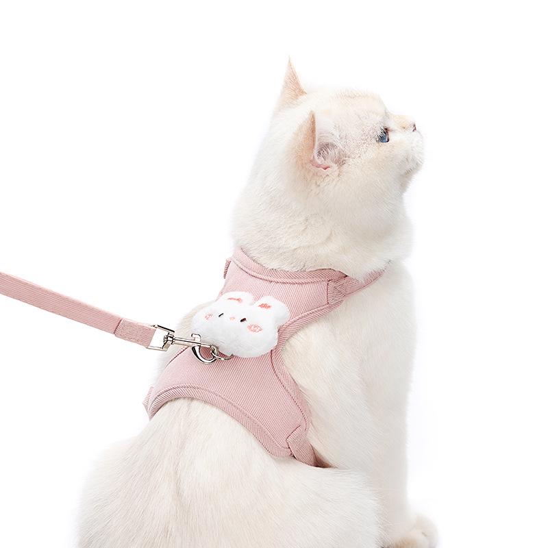 Cartoon Cat Anti-Escape Harness Vest for Small Dogs - Outdoor Leash