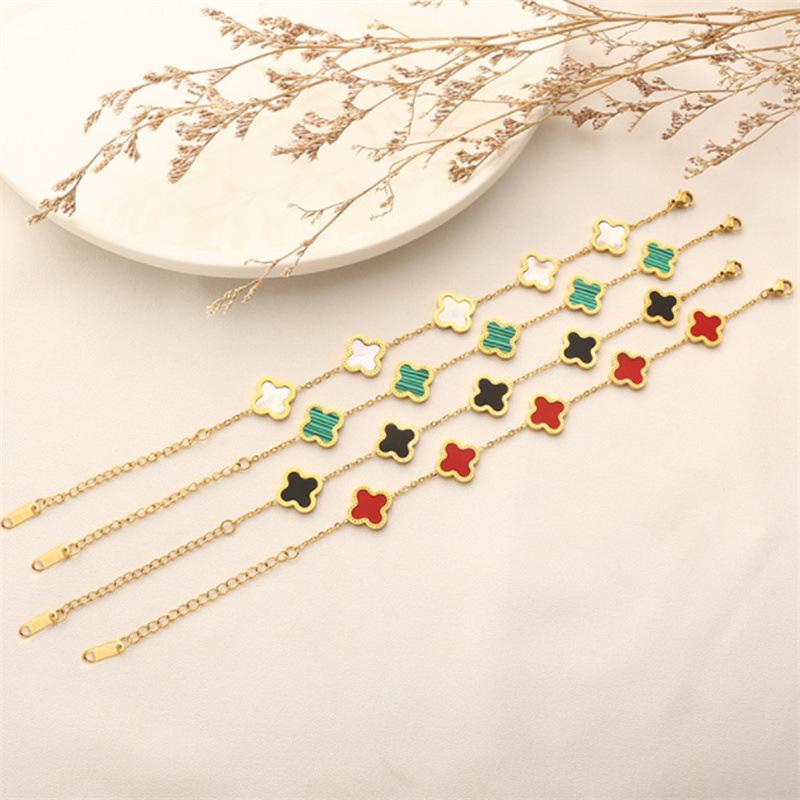 Brățară nouă cu trifoi cu patru foi pentru femeie simplă Ins Cinci flori sidef Noroc Trifoi cu patru foi Bijuterii cu sute de mâini