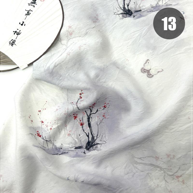 150X50Cm Summer Thin Linen Printing Fabric New Chinese Style Dress Fabric Figure Retro National Cheongsam Hanfu Shirt Fabric