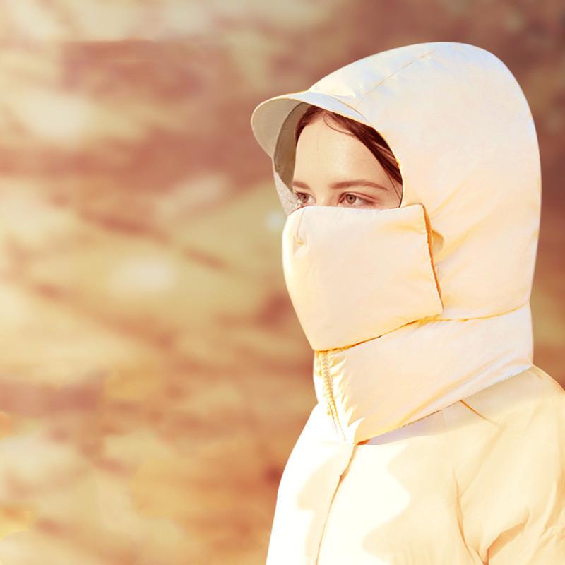 Winter Light Down Cycling Cap Men Women Mtb Motorcycle Balaclava Hat Outdoor Windproof Waterproof Hat Neck Warmer Hooded Ski Cap