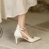 Fashion Heels Women  Spring Solid Colors Pointed Medium Heels Elegant Casual Fashion Shoes Party Sandals Pumps Zapatos
