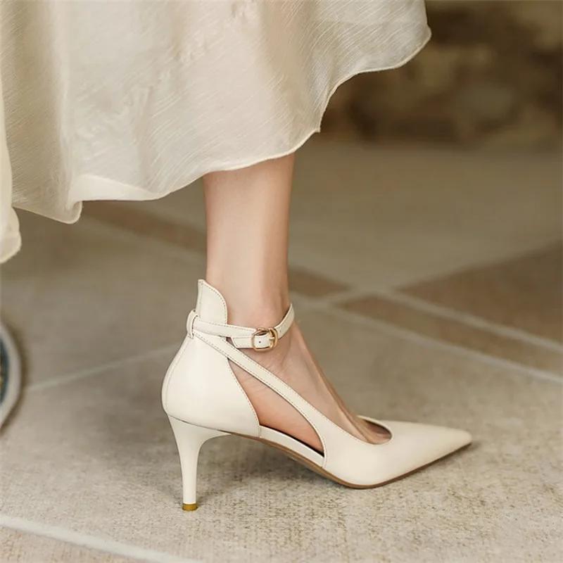 Fashion Heels Women  Spring Solid Colors Pointed Medium Heels Elegant Casual Fashion Shoes Party Sandals Pumps Zapatos