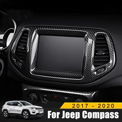 Pro Jeep Compass 2th 2017 2018 2019 2020 Carbon Car Navigation Map GPS Display Trims Rámeček Obrazovka Kryt Dekorace Příslušenství