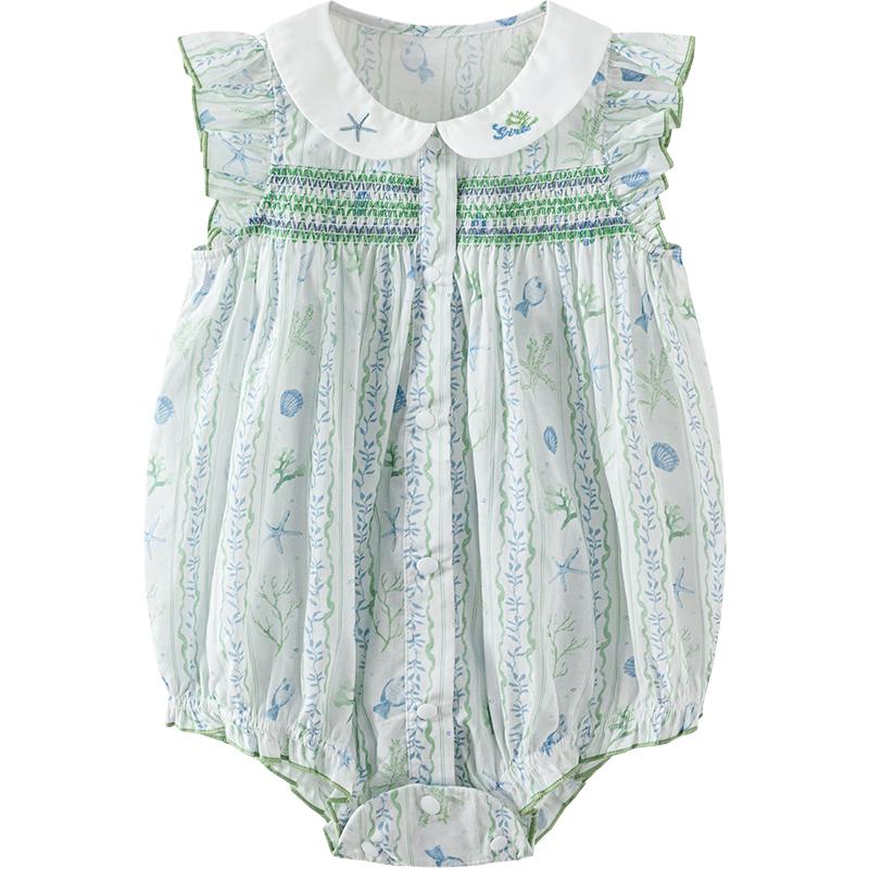 minibala Baby Girl s Summer Cotton Flutter Sleeve Romper Dress 80cm