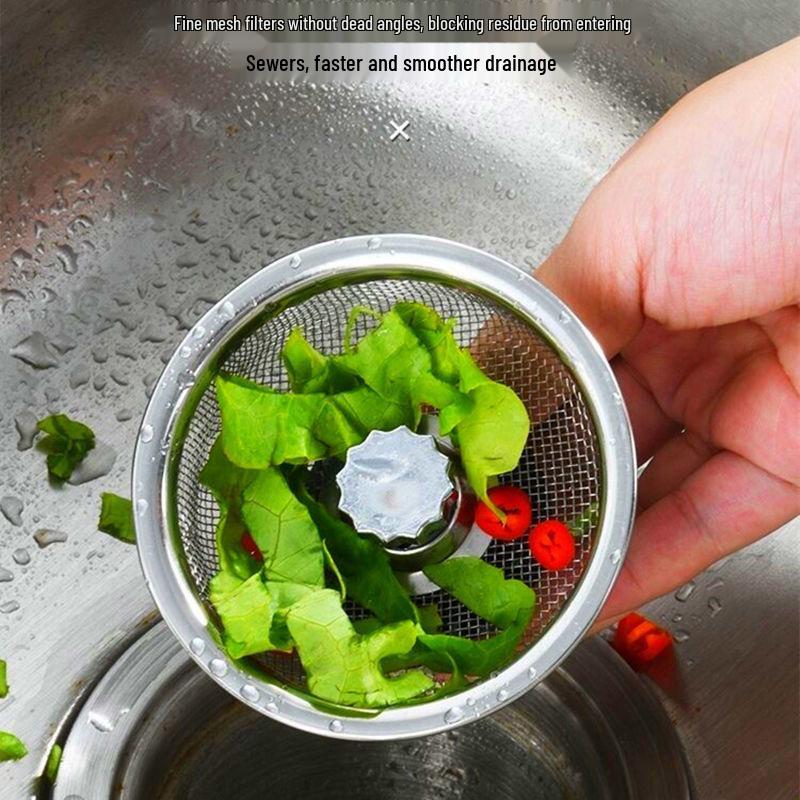Universal Stainless Steel Anti-Clog Sink Drain Filter and Cover for Kitchen and Dishwashing - Large Size