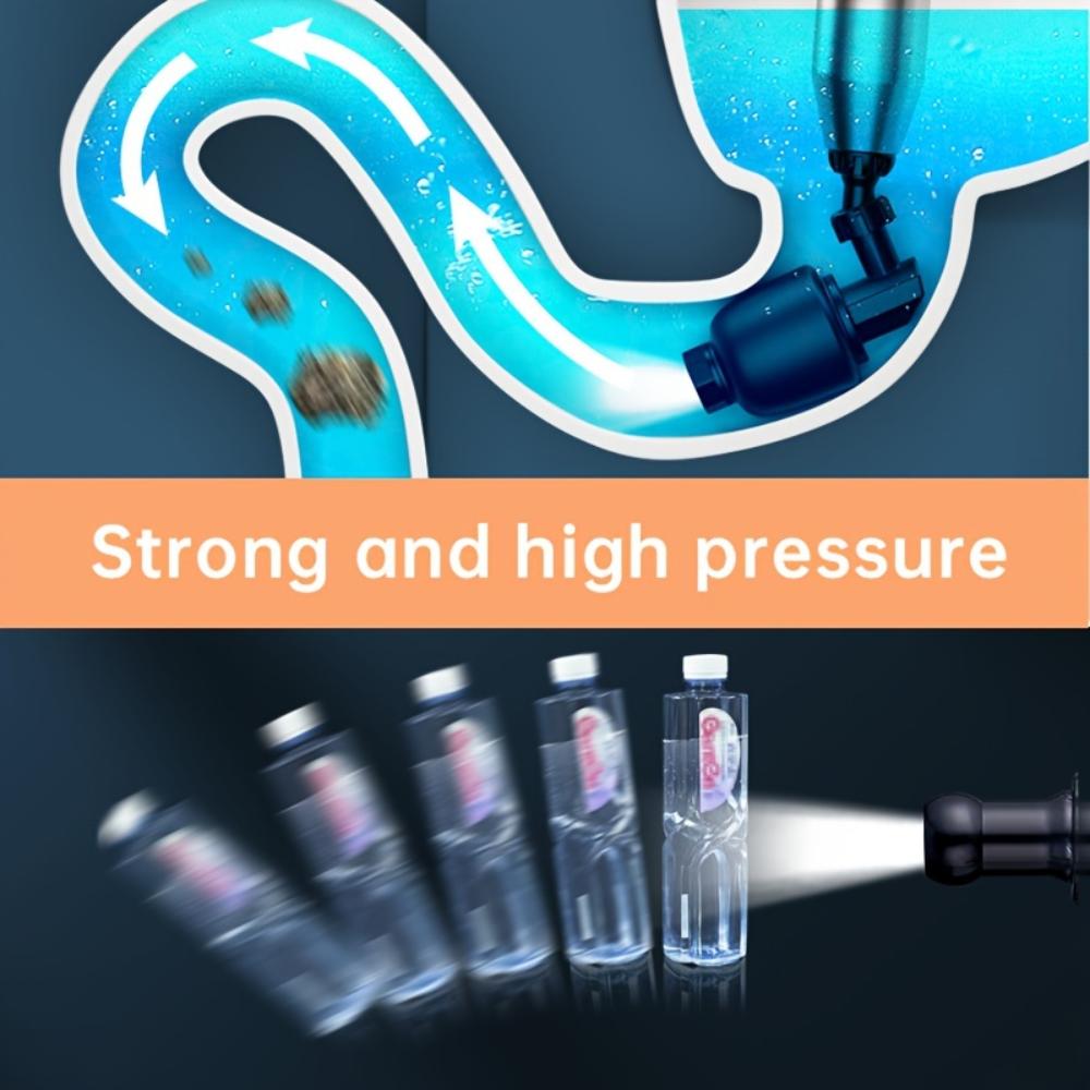 Toalettavløpsrenser, toalettavløpspluggsett, rustfritt stål høytrykks pneumatisk avløpspistol med visuelt barometer, for baderom kjøkken gulvavløp