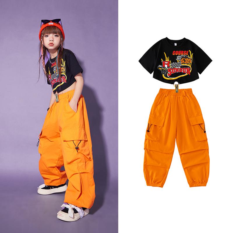 Kids' Street Dance Hip Hop Performance Outfit - Trendy Jazz-Style Costume for Boys & Girls - Cool Summer Streetwear