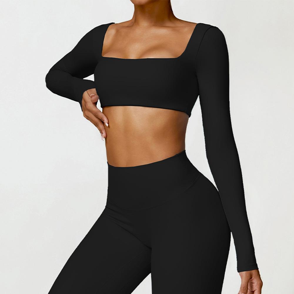 Winter Tight Long Sleeved Yoga Outdoor Running Fitness Sandblasting T-Shirt Long Sleeved Sports Top For Women