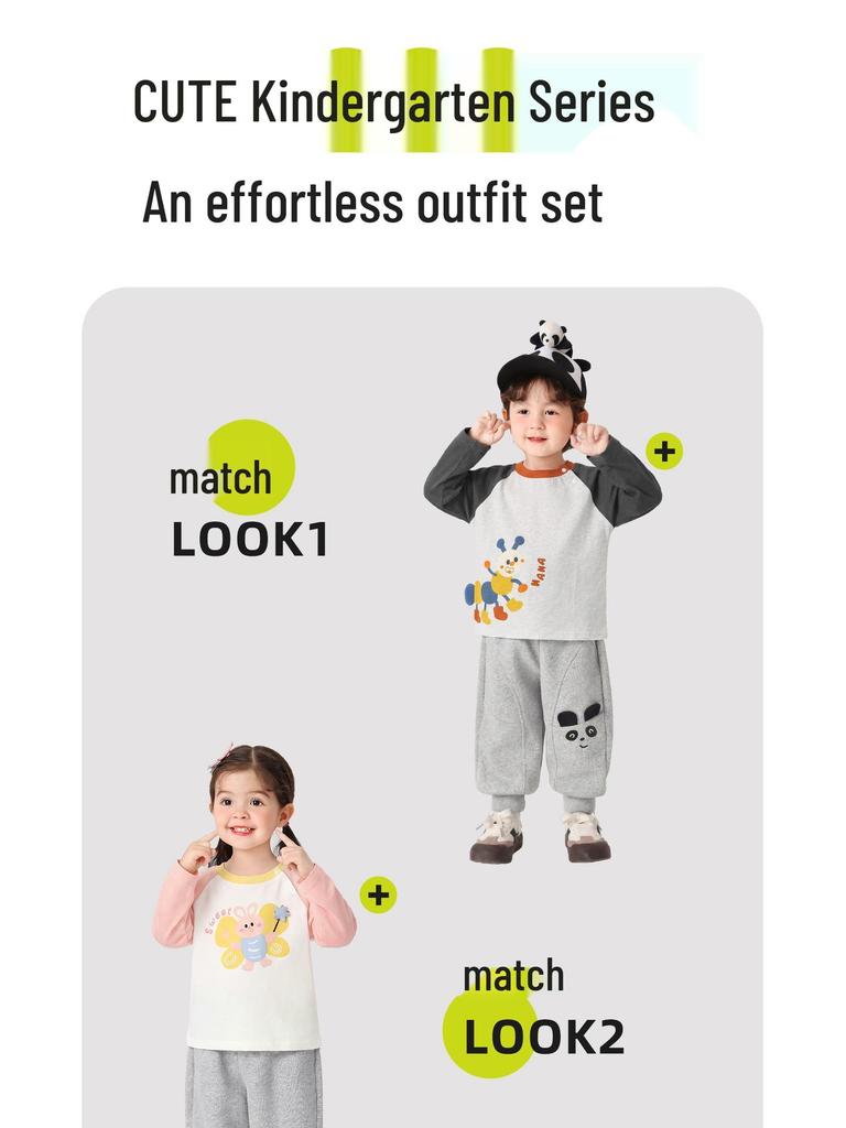 Kaka Panda Pojkar och Flickor Långärmad Vår T-shirt - Trendig Baby Casual Lager på Lager Topp