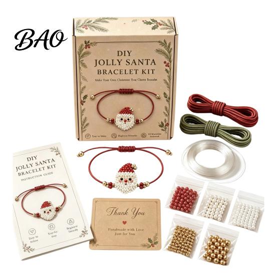 Beads for Jewelry Making DIY Christmas Beaded Bracelet Kit, Holiday Handmade Craft Supplies, Xmas Beading Sets Kids Bead Kit Adults, Kids, Family