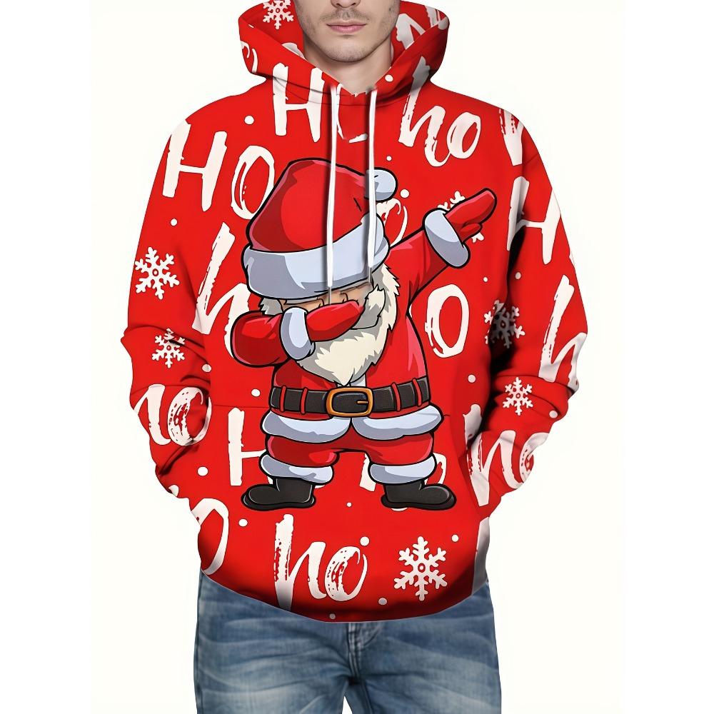 

Графическое худи мужское в рождественской тематике, 3D-принты, красное, уличная мода, толстовки с капюшоном, с карманом спереди, дизайнерское худи, свитшот 160