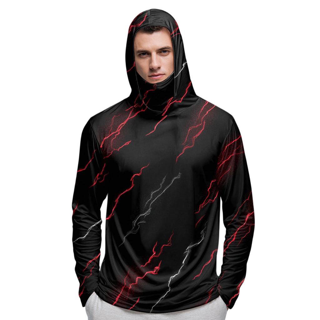 Camisa Masculina com Máscara Leve Manga Comprida com Capuz para Caminhada Pesca Performance