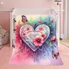 Colorful heart-shaped floral pattern Flannel printed blanket suitable for all seasons suitable for living office sofa and travel