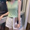 Summer Women's Bottoming Shirt V-neck Sleeveless Ice Silk Camisole Undershirt Sleeveless Knit Tops Vest Loose Elastic