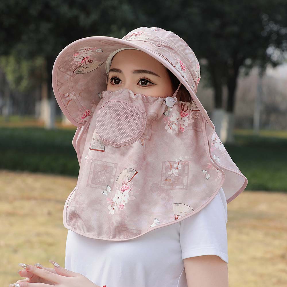 Anti-UV Mask Picking Tea Hat Flower Neck Protection Hat Sun Hat Sunshade Shawl Cap  Sport