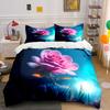 Romantic Rose Decoration Set Soft Comfortable Duvet Cover Bedding Set Included 1*Duvet Cover & 2*Pillowcases, Gift