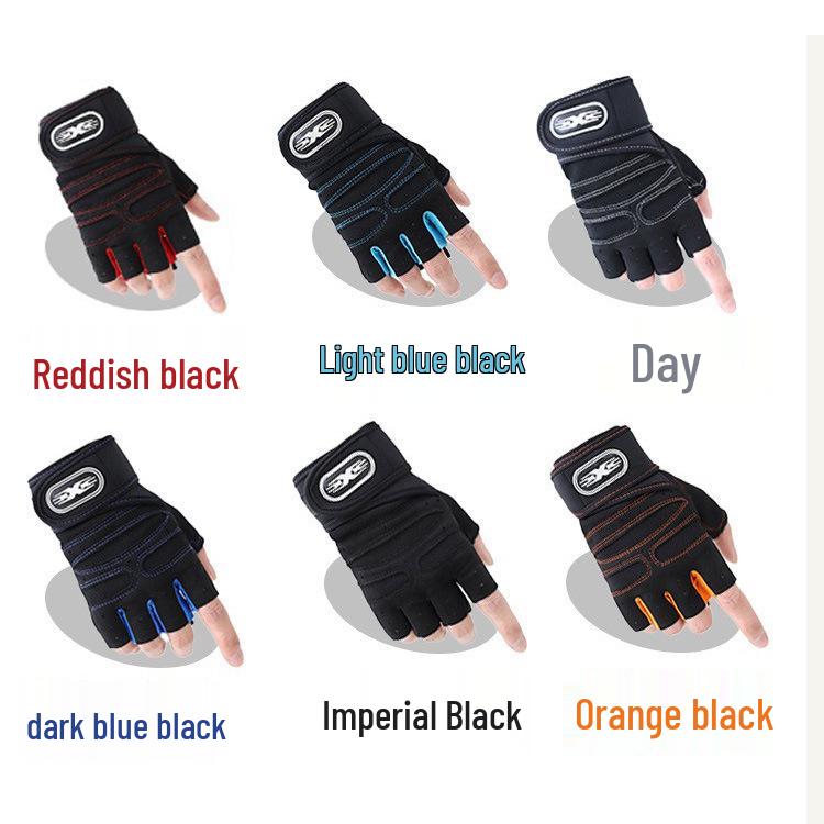 Unisex Non-Slip Fitness Gloves: Half-Finger Design with Wrist Support for Cycling, Barbell, and Training.
