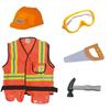 Kids Role Play Fireman Costume with Firefighter Toy Accessories Halloween Builder Worker Clothing for Boy Girl Aged 3-12