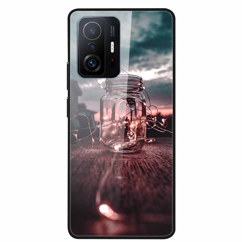 Case For Xiaomi 11T Pro Glass Hard Tempered Glass PC Phone Cover For Xiaomi Mi 11T 11 T Pro Shockproof Landscape Cute Capa Coque