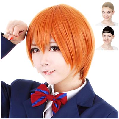 CaseEden Cosplay Wig, Silky Smooth, Short, 30cm, Heat Resistant, Orange (Calm Orange Color), Includes 2 Wig Nets