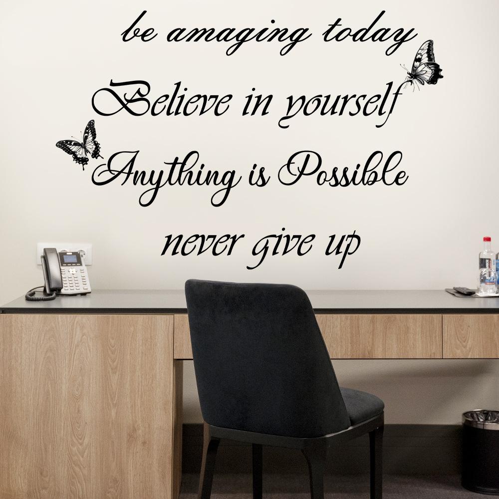WZ9033 Inspirational English Slogan Commercial Place Home Beautification Decoration Wall Sticker