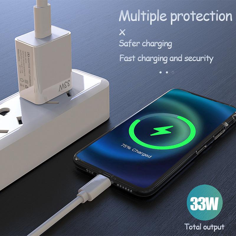 33W Usb Gan Phone Charger For Iphone For Samsung Huawei Xiaomi Pd Usb-A Fast Charging Power Adapter Smart Phone Tablet Trip