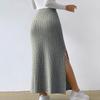 Spring Summer Side Split Slim Fit Knitted Skirt Women Solid Elegant High Waist Skirts Female Fashion Casual Office Lady Skirt 24147