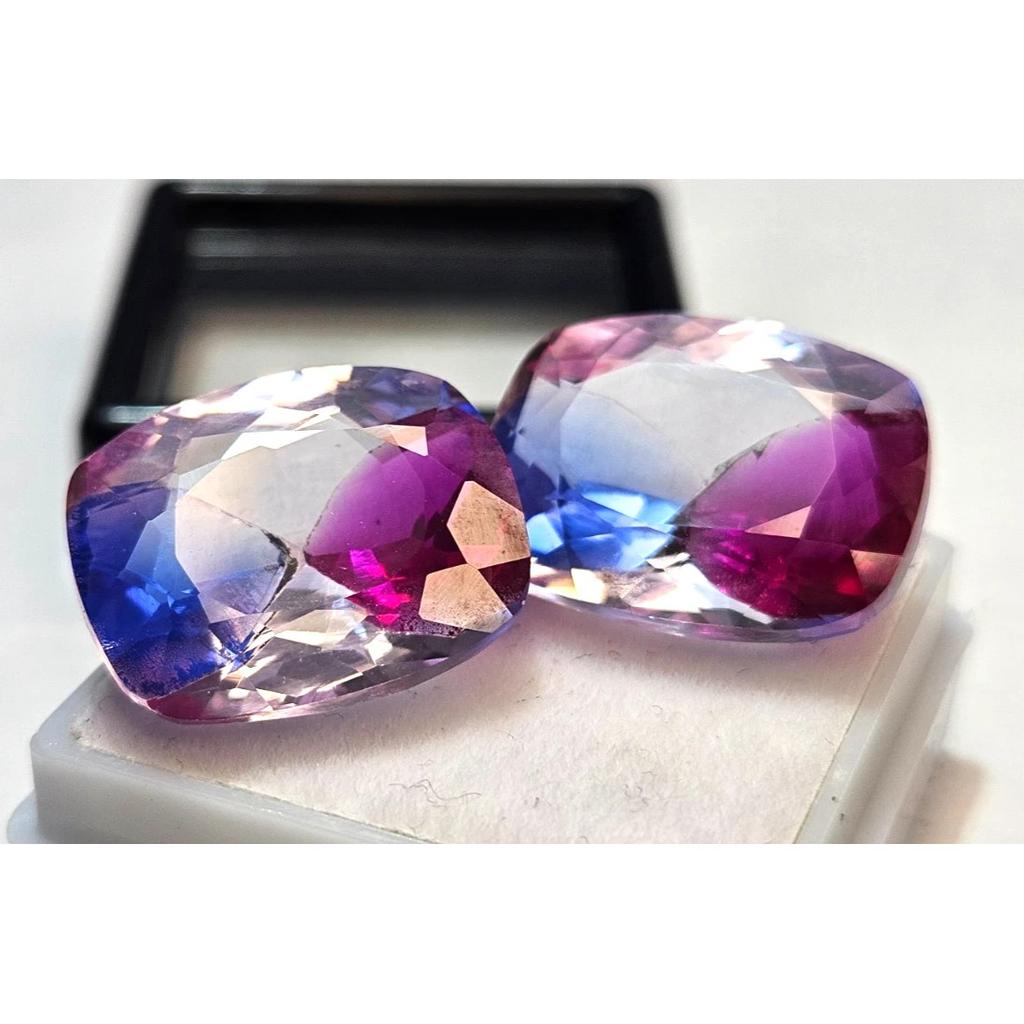 Cushion Cut Natural Pitambari Sapphire 34+ Ct Pair Fabulous Certified Gemstone