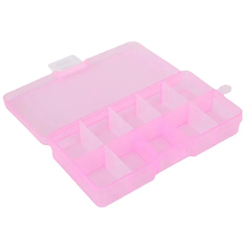 10 Grid Adjustable Organizer for Jewelry Compartments Plastic Transparent Jewel Bead Earring Case Cover Box Storage Container