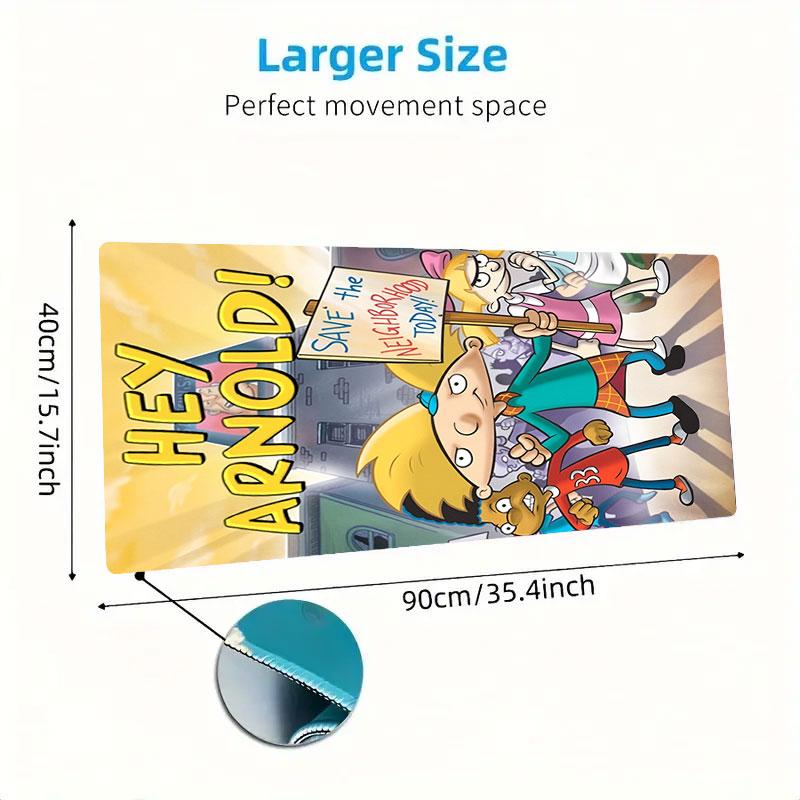 Hey Arnold! Mouse Pad, Large Gaming Desk Mat, Non-slip XXL Mousepad for Laptop & Tablet, Mini PC Playmat with Stitched Edges